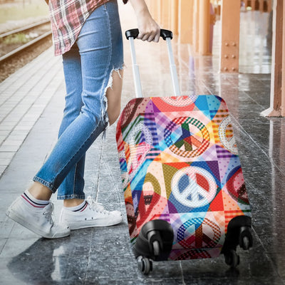 Peace Sign Patchwork Design Print Luggage Cover Protector
