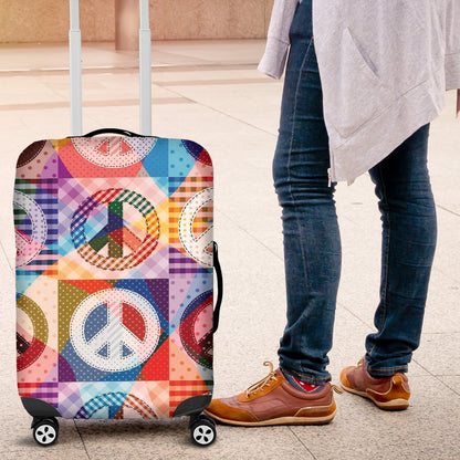 Peace Sign Patchwork Design Print Luggage Cover Protector