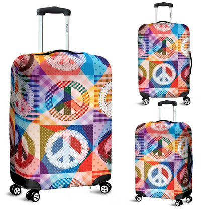 Peace Sign Patchwork Design Print Luggage Cover Protector