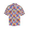 Peace Sign Patchwork Design Print Men Aloha Hawaiian Shirt