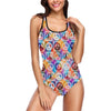 Peace Sign Patchwork Design Print One Piece Swimsuit-JTAMIGO.COM
