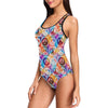 Peace Sign Patchwork Design Print One Piece Swimsuit-JTAMIGO.COM