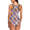 Peace Sign Patchwork Design Print One Piece Swimsuit-JTAMIGO.COM