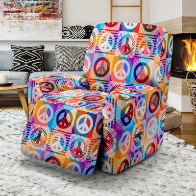 Peace Sign Patchwork Design Print Recliner Slipcover-JTAMIGO.COM