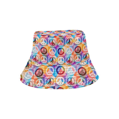 Peace Sign Patchwork Design Print Unisex Bucket Hat