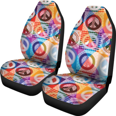 Peace Sign Patchwork Design Print Universal Fit Car Seat Covers