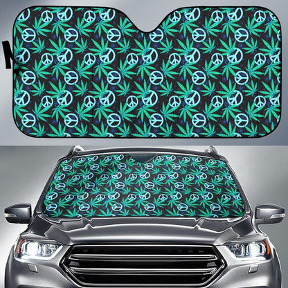 Peace Sign Themed Design Print Car Sun Shade For Windshield