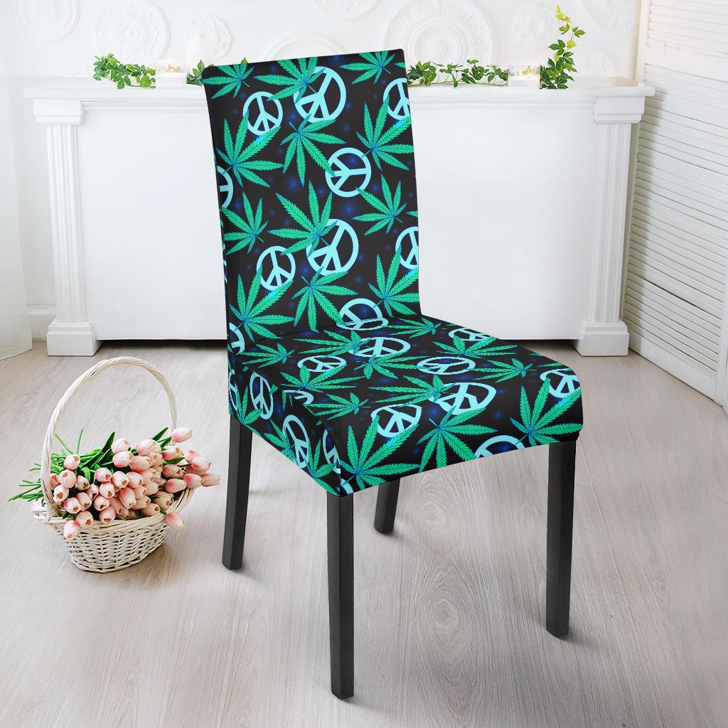 Peace Sign Themed Design Print Dining Chair Slipcover-JTAMIGO.COM