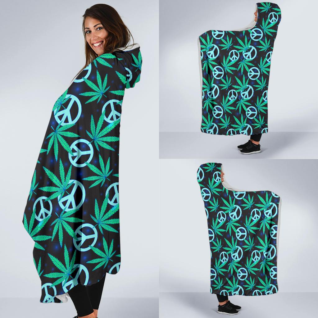 Peace Sign Themed Design Print Hooded Blanket-JTAMIGO.COM
