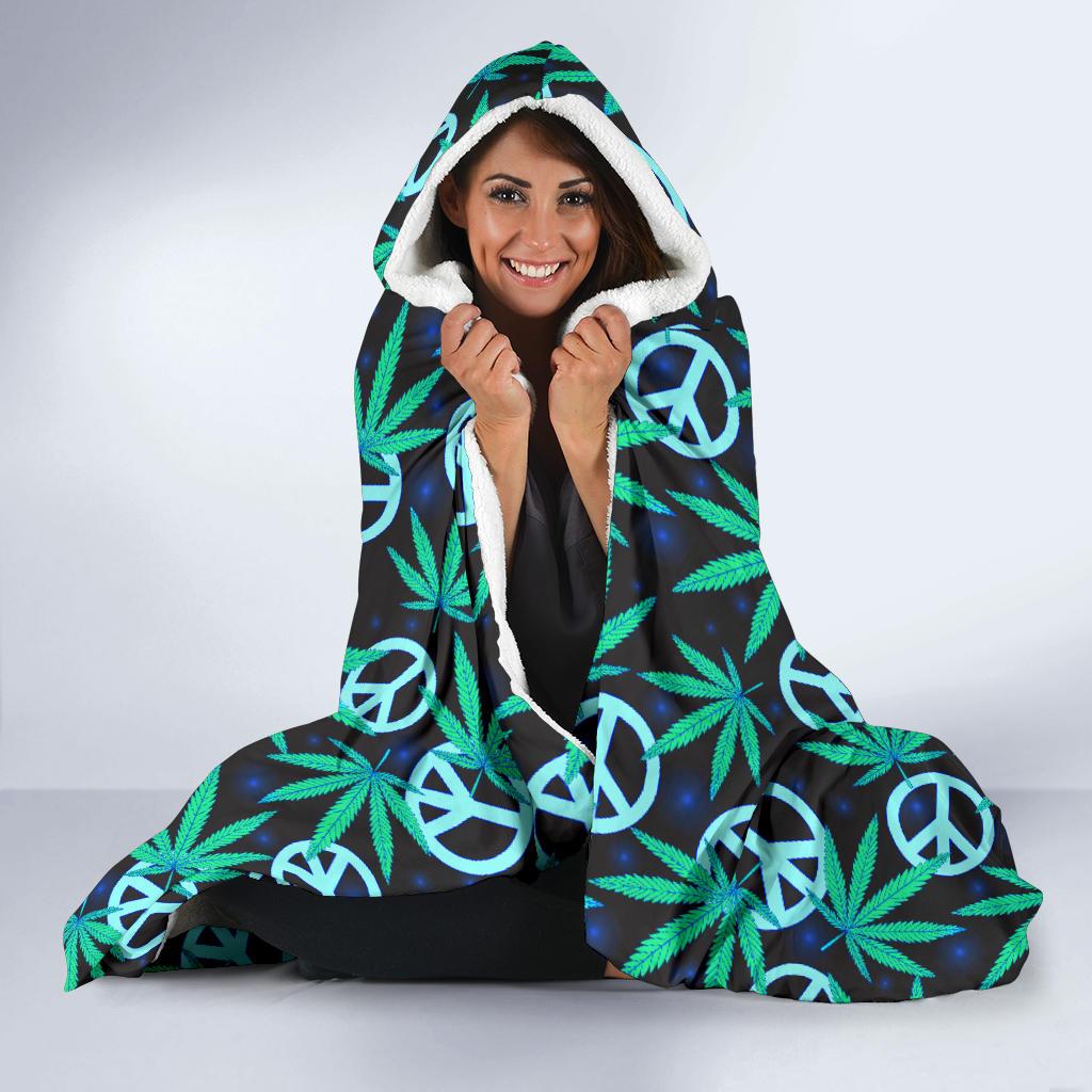 Peace Sign Themed Design Print Hooded Blanket-JTAMIGO.COM