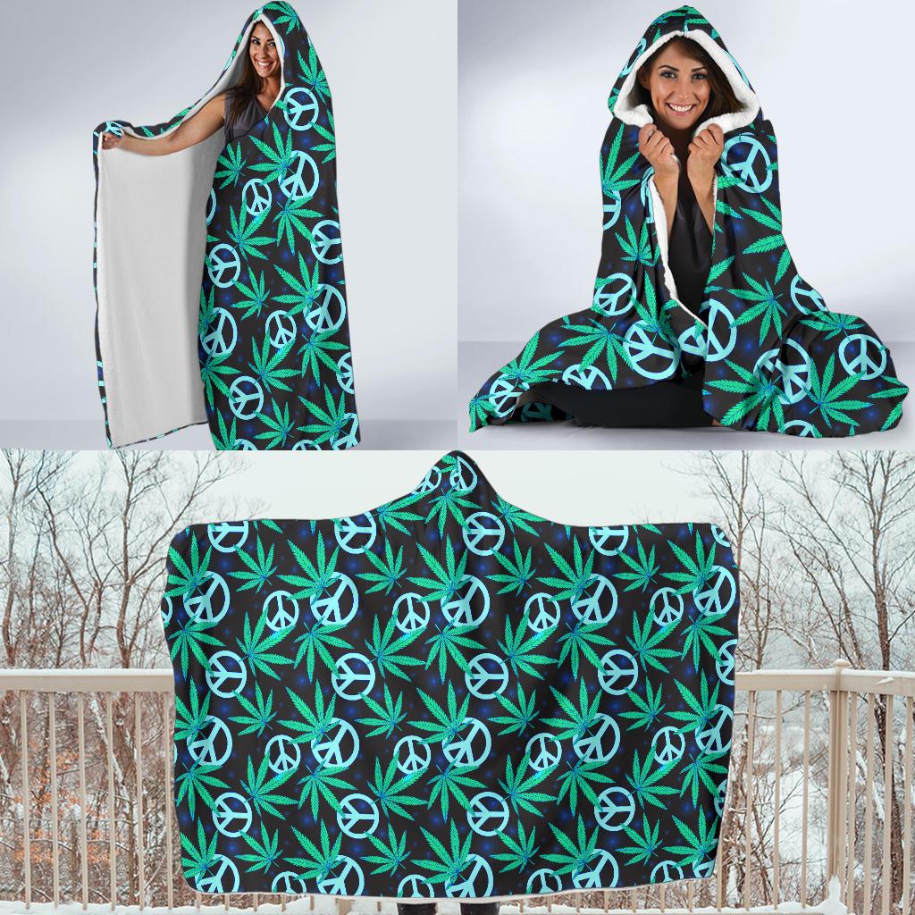 Peace Sign Themed Design Print Hooded Blanket-JTAMIGO.COM