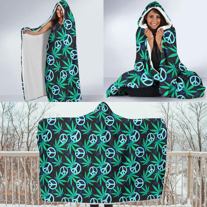 Peace Sign Themed Design Print Hooded Blanket-JTAMIGO.COM