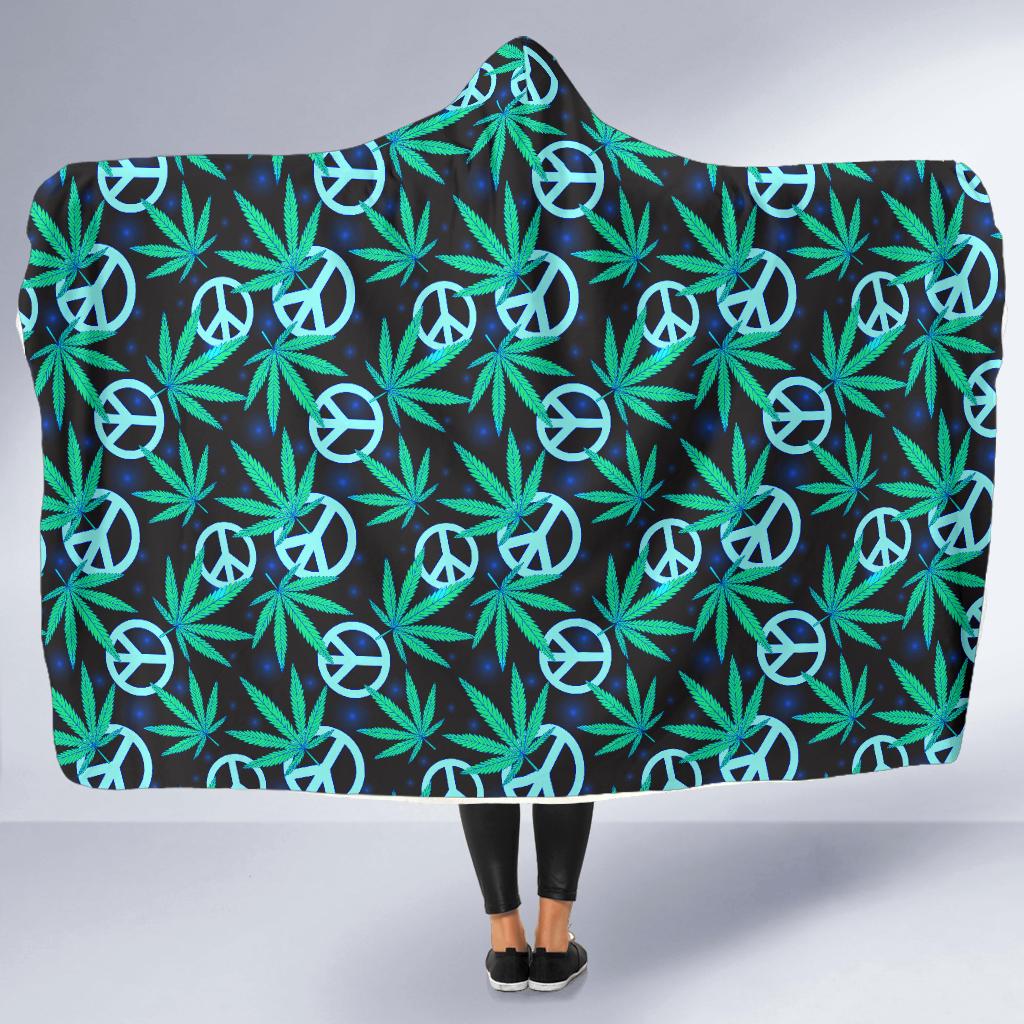 Peace Sign Themed Design Print Hooded Blanket-JTAMIGO.COM