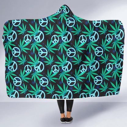 Peace Sign Themed Design Print Hooded Blanket-JTAMIGO.COM