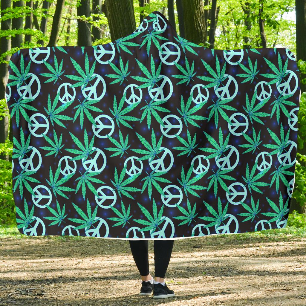 Peace Sign Themed Design Print Hooded Blanket-JTAMIGO.COM