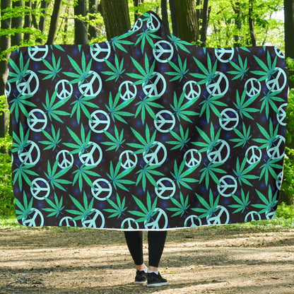 Peace Sign Themed Design Print Hooded Blanket-JTAMIGO.COM