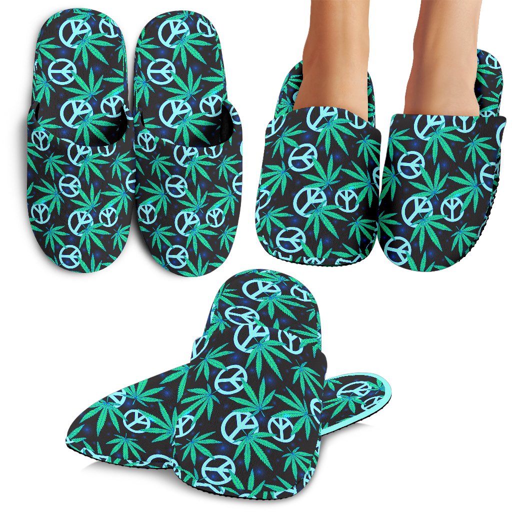 Peace Sign Themed Design Print House Slippers