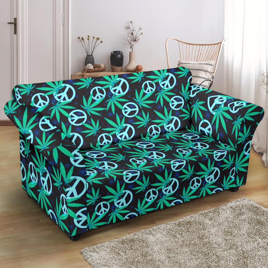 Peace Sign Themed Design Print Loveseat Slipcover-JTAMIGO.COM