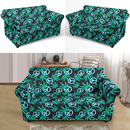Peace Sign Themed Design Print Loveseat Slipcover-JTAMIGO.COM