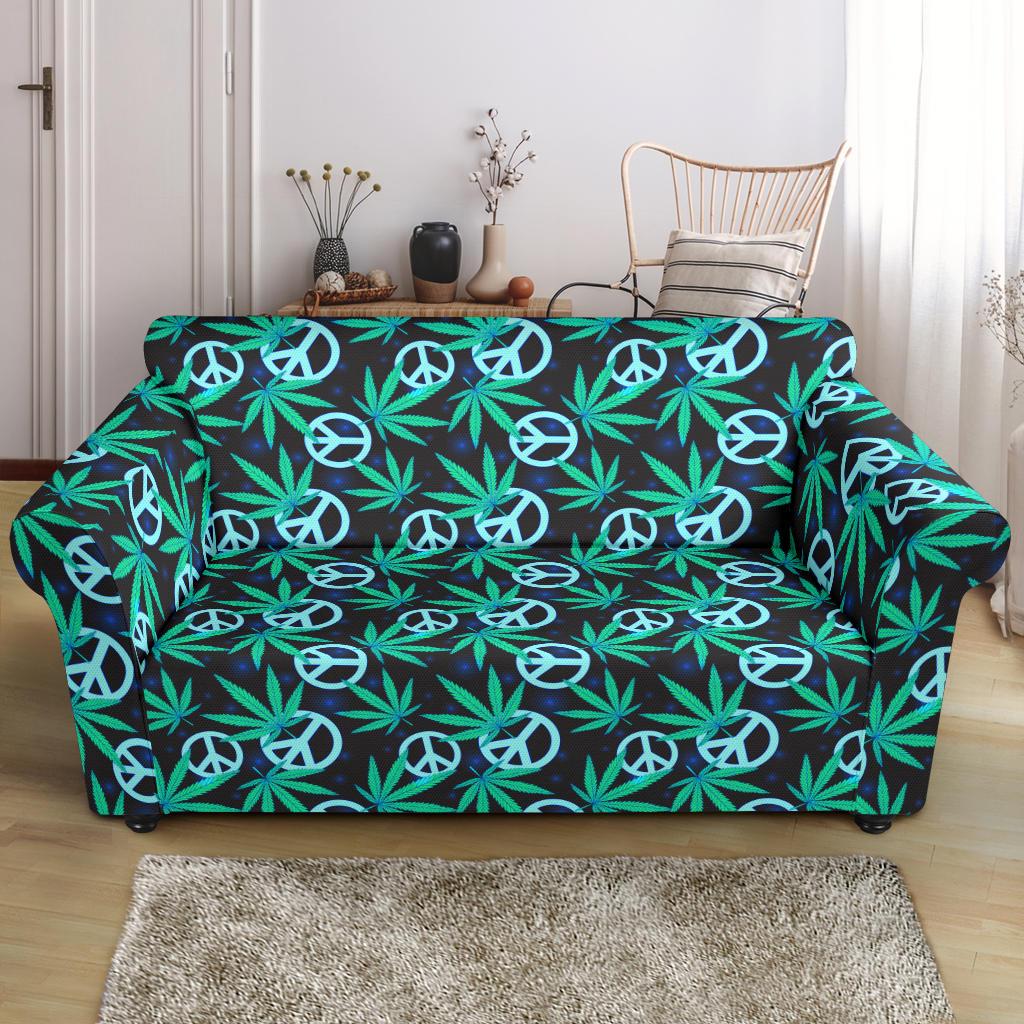 Peace Sign Themed Design Print Loveseat Slipcover-JTAMIGO.COM
