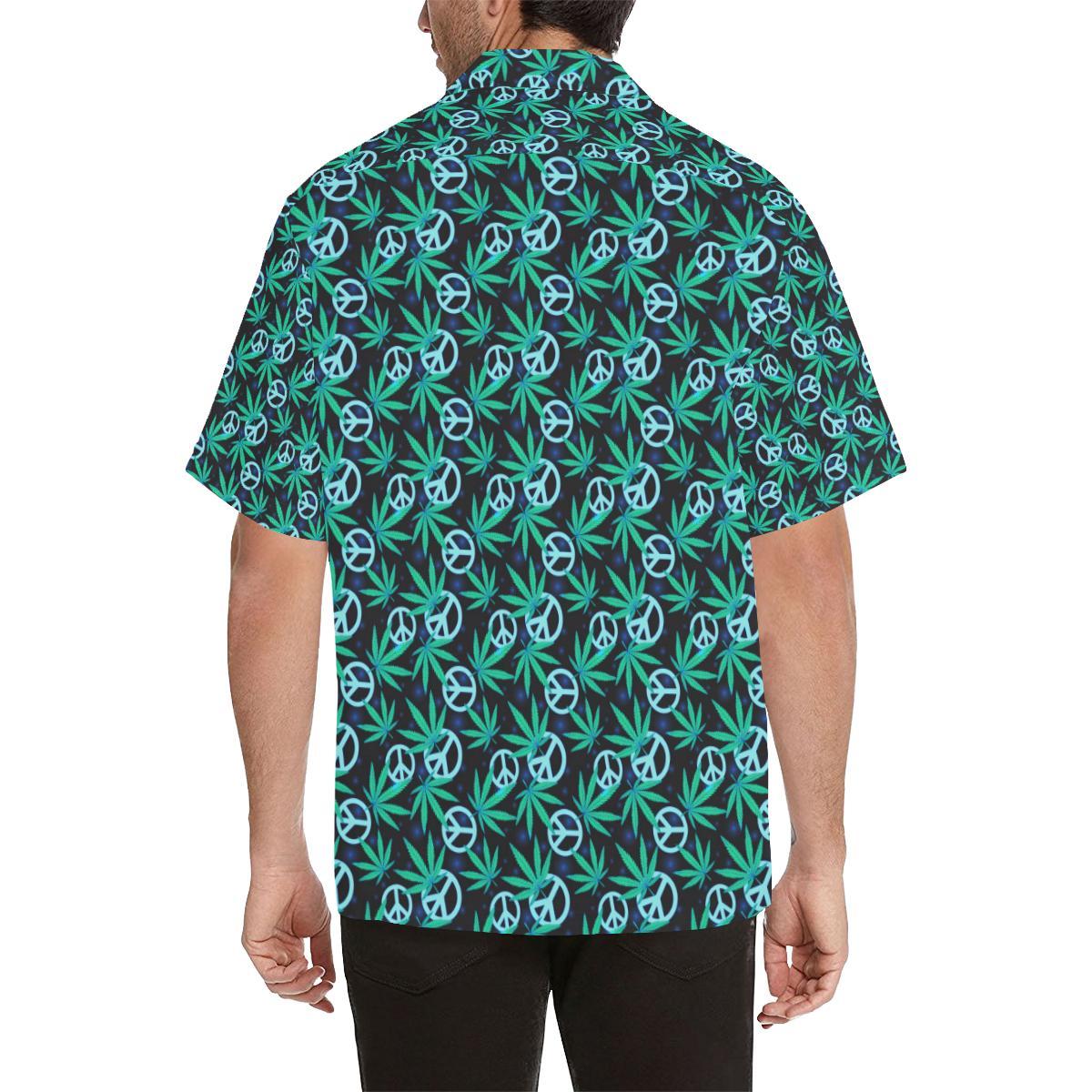 Peace Sign Themed Design Print Men Aloha Hawaiian Shirt
