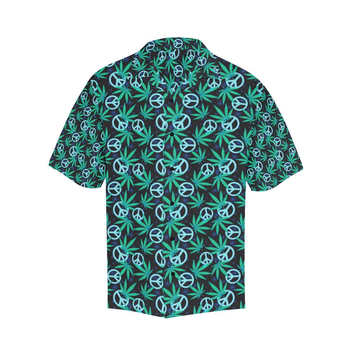 Peace Sign Themed Design Print Men Aloha Hawaiian Shirt