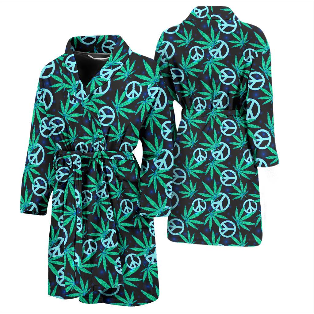 Peace Sign Themed Design Print Men Bath Robe-JTAMIGO.COM