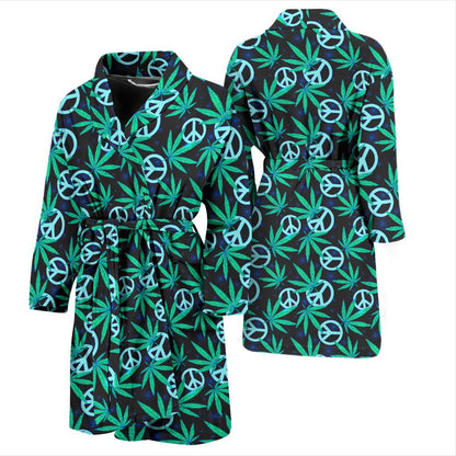 Peace Sign Themed Design Print Men Bath Robe-JTAMIGO.COM