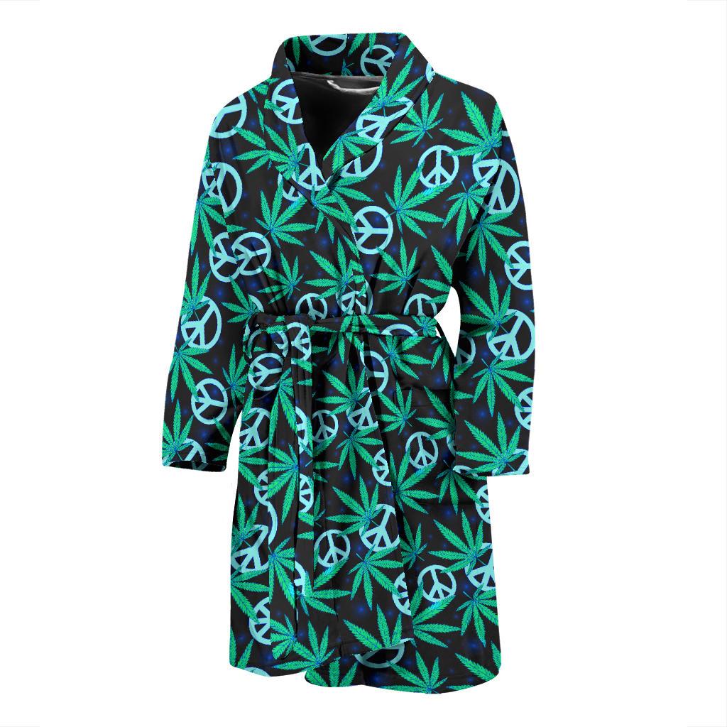 Peace Sign Themed Design Print Men Bath Robe-JTAMIGO.COM