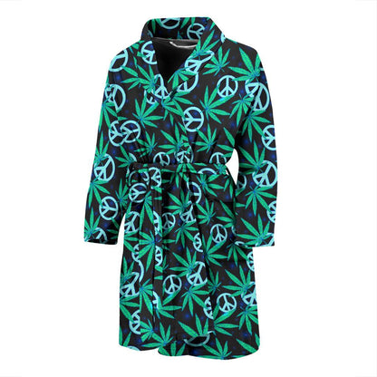 Peace Sign Themed Design Print Men Bath Robe-JTAMIGO.COM