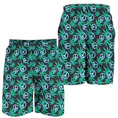 Peace Sign Themed Design Print Mens Shorts-JTAMIGO.COM