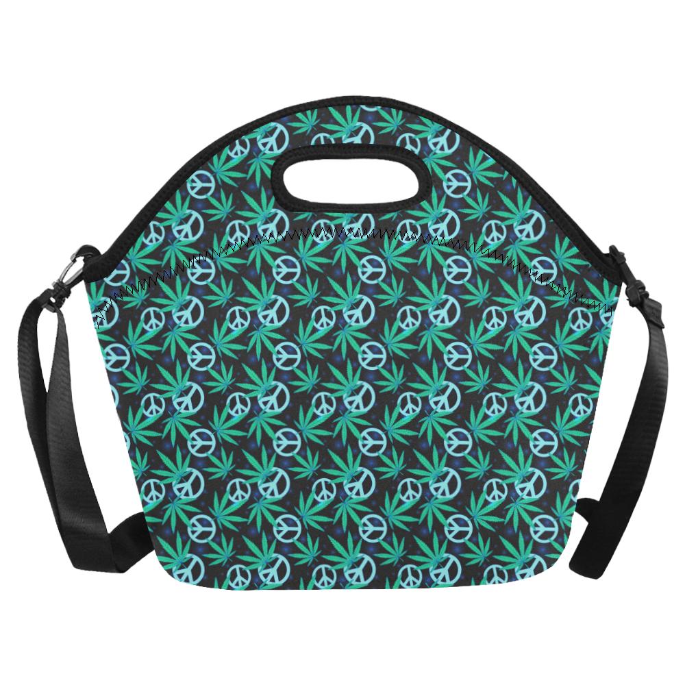 Peace Sign Themed Design Print Neoprene Lunch Bag (Model 1669)(Large)-JTAMIGO.COM