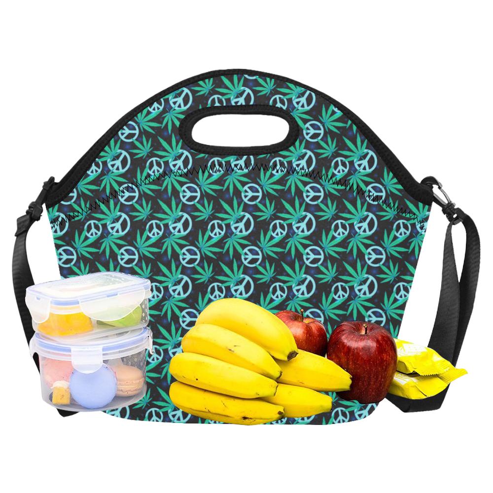 Peace Sign Themed Design Print Neoprene Lunch Bag (Model 1669)(Large)-JTAMIGO.COM