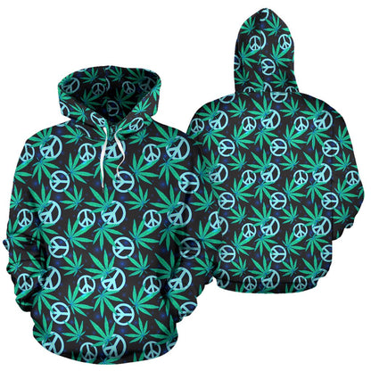 Peace Sign Themed Design Print Pullover Hoodie