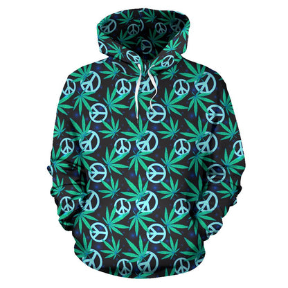 Peace Sign Themed Design Print Pullover Hoodie