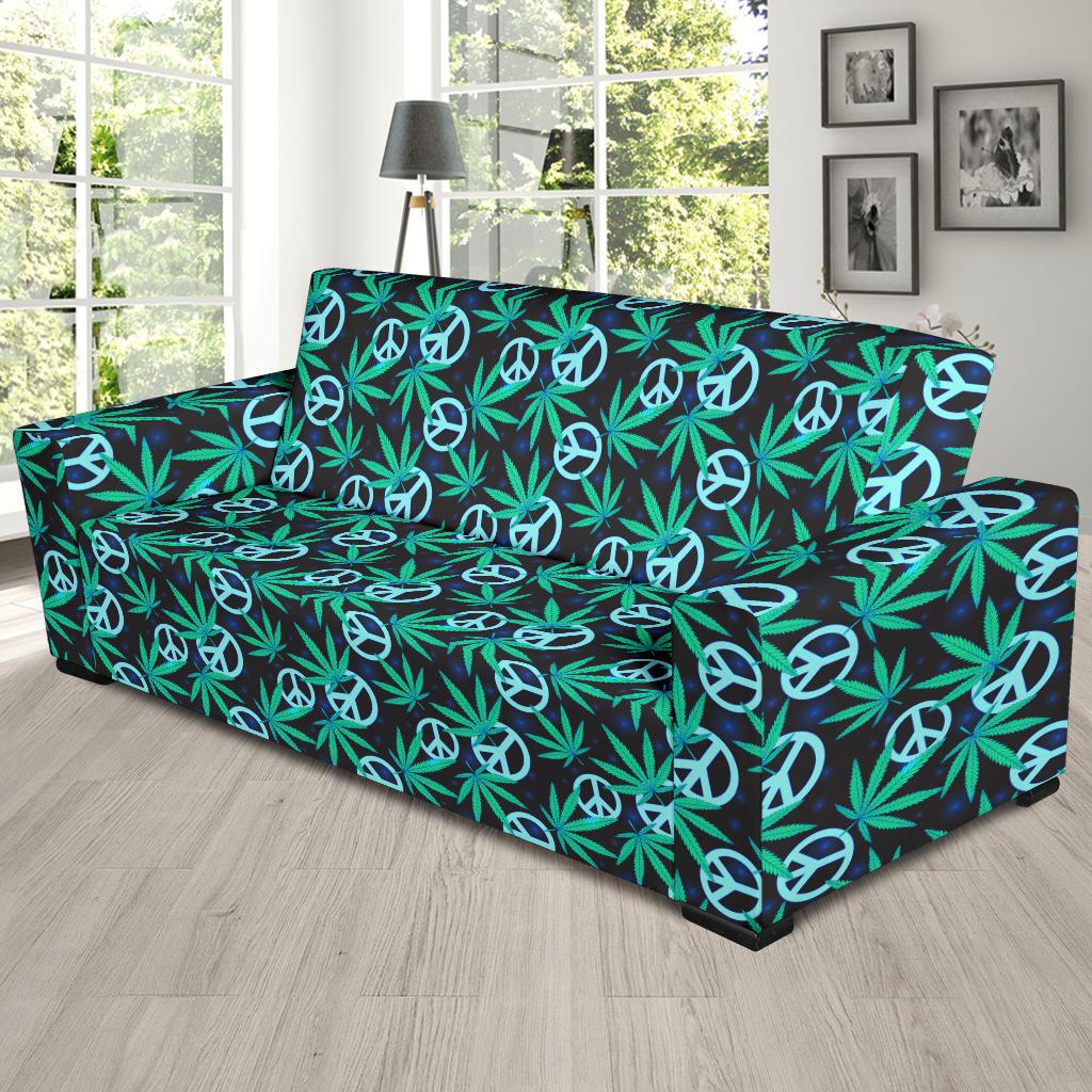 Peace Sign Themed Design Print Sofa Slipcover-JTAMIGO.COM