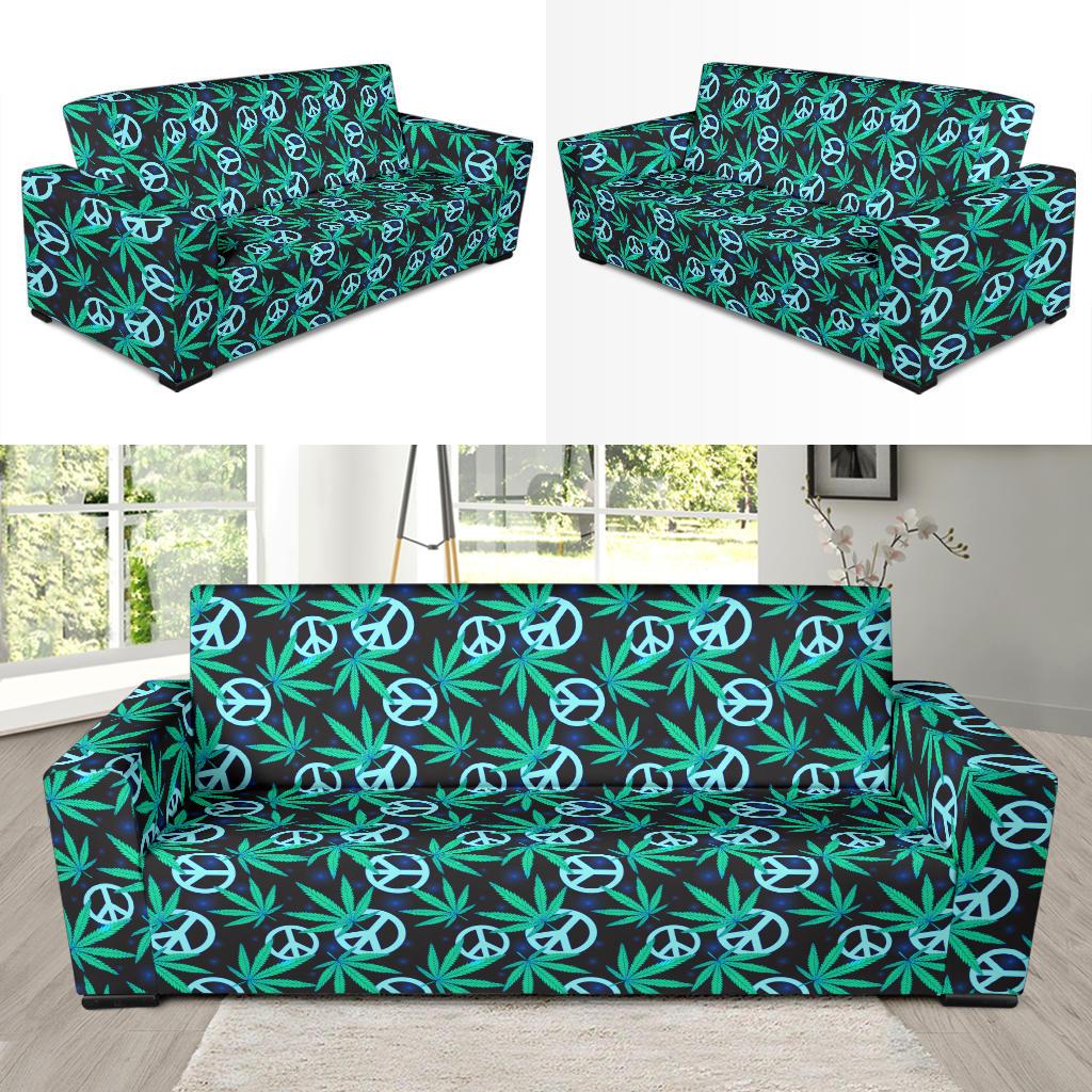 Peace Sign Themed Design Print Sofa Slipcover-JTAMIGO.COM