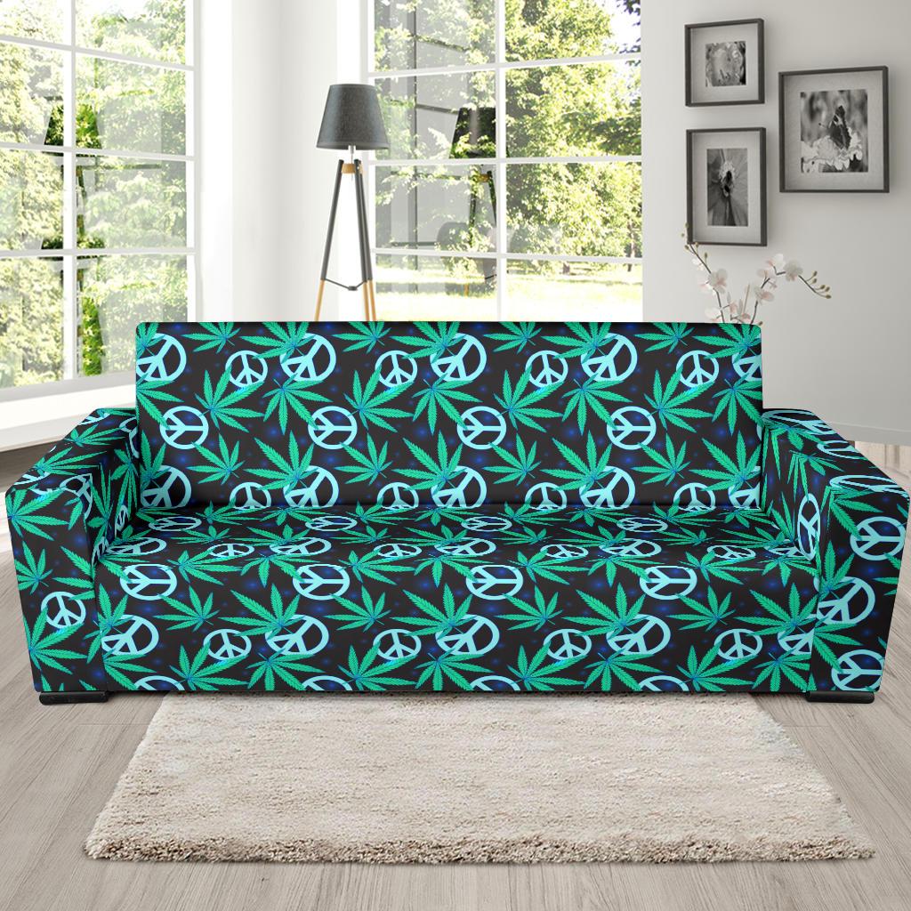 Peace Sign Themed Design Print Sofa Slipcover-JTAMIGO.COM