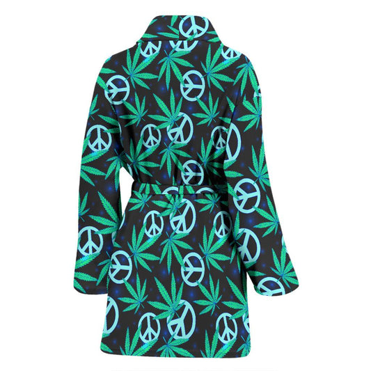Peace Sign Themed Design Print Women Bath Robe-JTAMIGO.COM