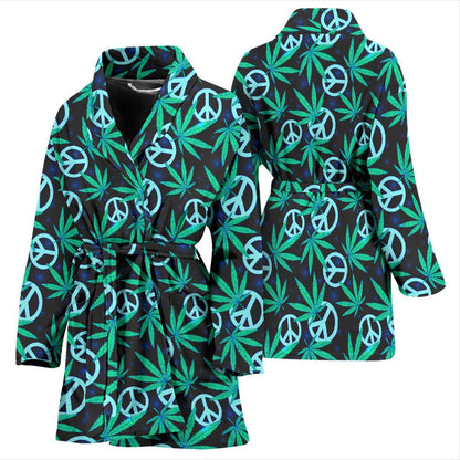 Peace Sign Themed Design Print Women Bath Robe-JTAMIGO.COM
