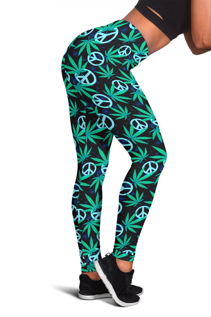 Peace Sign Themed Design Print Women Leggings