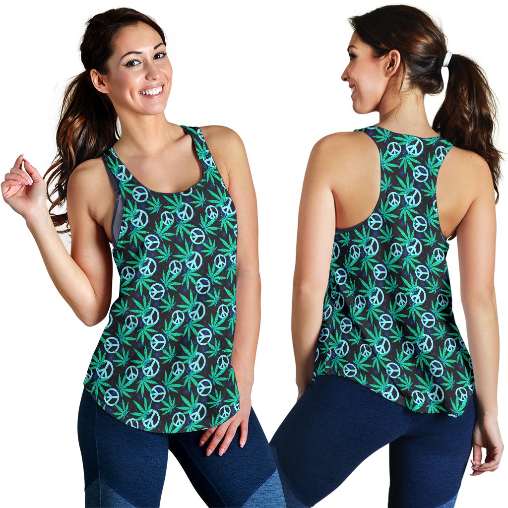 Peace Sign Themed Design Print Women Racerback Tank Top