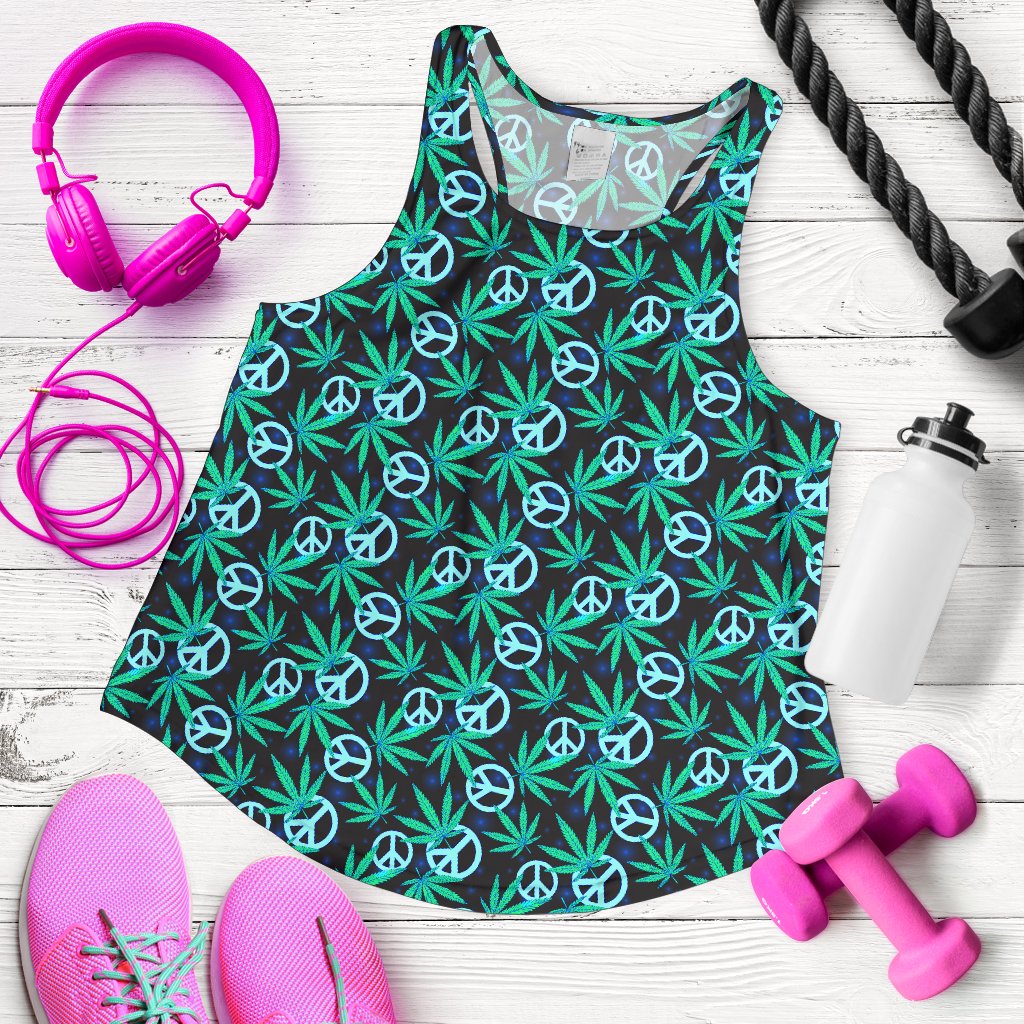 Peace Sign Themed Design Print Women Racerback Tank Top