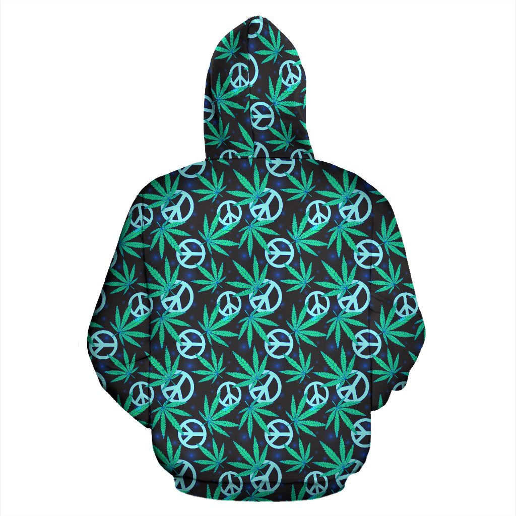 Peace Sign Themed Design Print Zip Up Hoodie