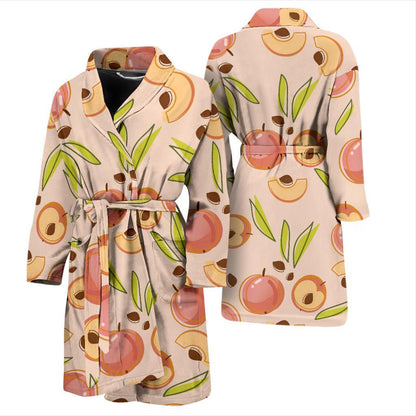 Peach Pattern Print Design A01 Men Bathrobe-JORJUNE.COM