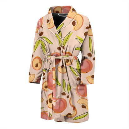 Peach Pattern Print Design A01 Men Bathrobe-JORJUNE.COM