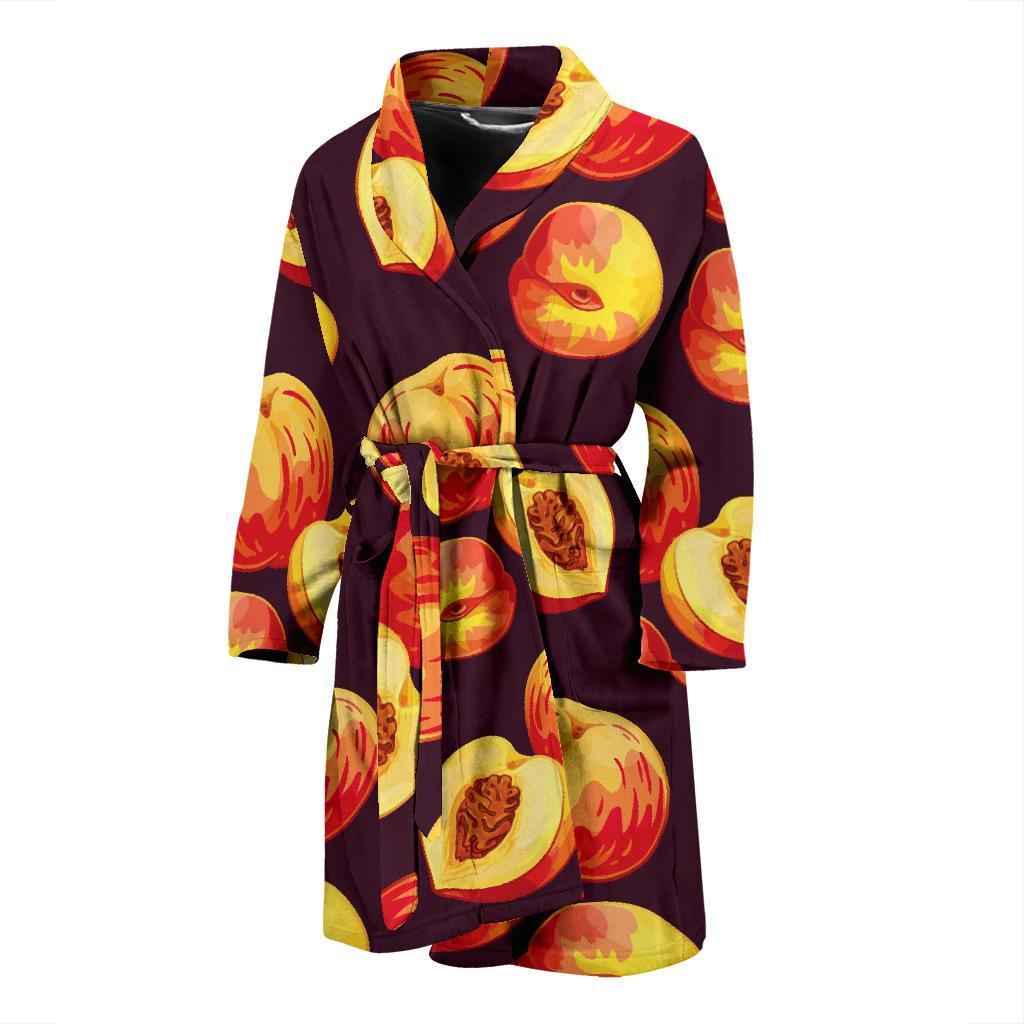 Peach Pattern Print Design A04 Men Bathrobe-JORJUNE.COM