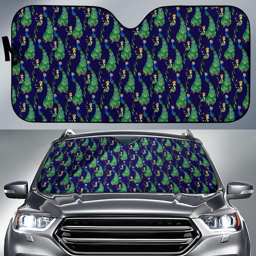 Peacock Art Design Print Car Sun Shade For Windshield