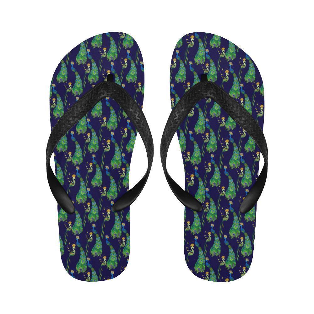 Peacock Art Design Print Flip Flops-JTAMIGO.COM