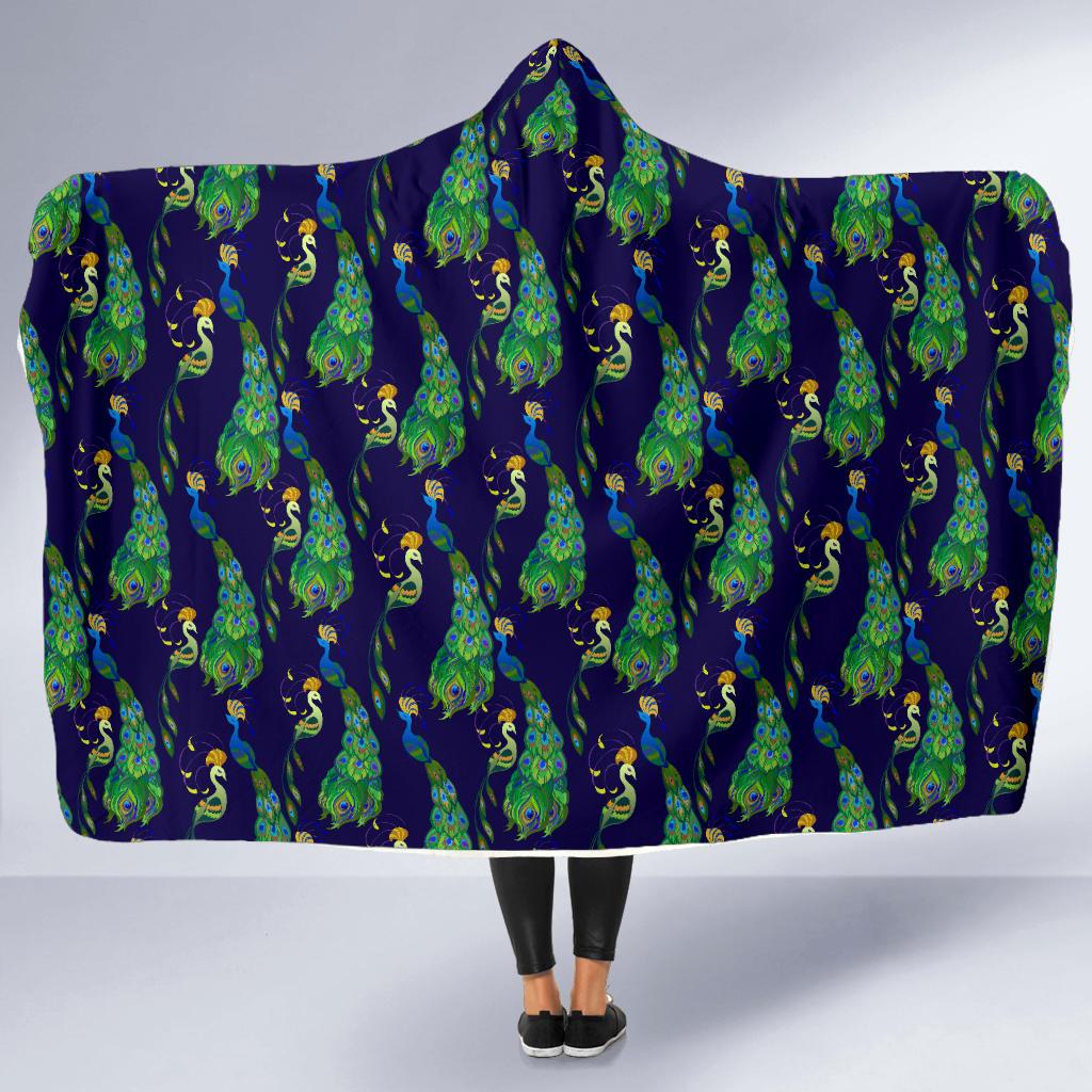 Peacock Art Design Print Hooded Blanket-JTAMIGO.COM